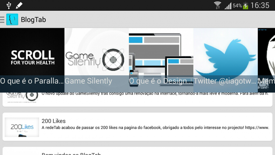 BlogTab App em desenvolvimento